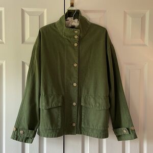 J. Crew Funnelneck Field Jacket, Heavyweight Twill, Green, S, NWT